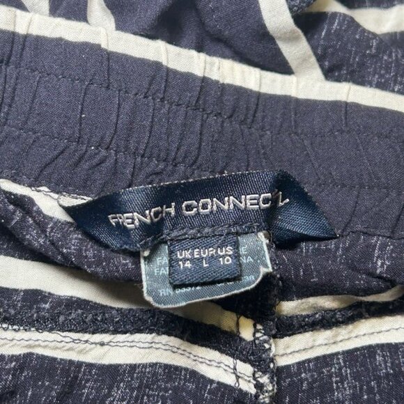 French Connection Shorts Drawstring Waist Soft Relaxed Fit Striped Blue/White 10 - Picture 3 of 10